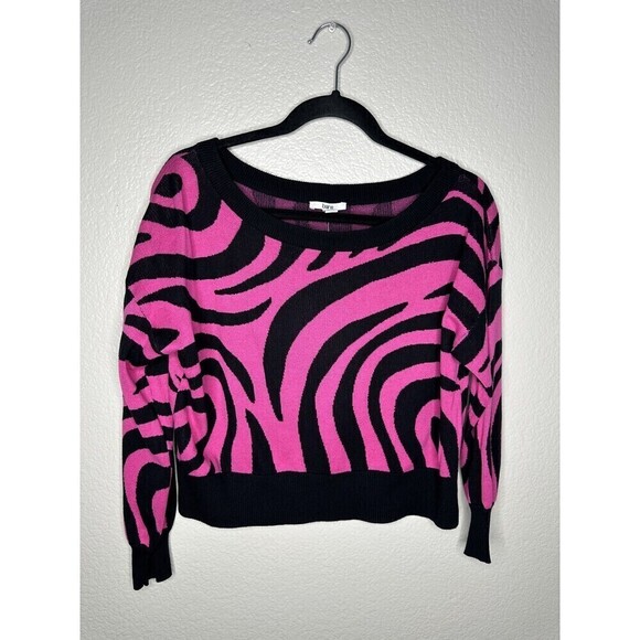 Bar III Sweaters - NEW Bar III Sweater Womens Petite Medium Zebra Swirl Crewneck Pullover